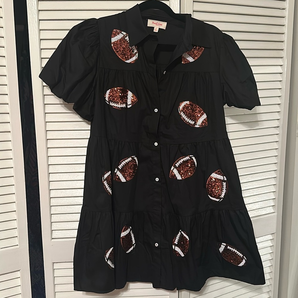 Peach Love California Sequin football dress- Size L